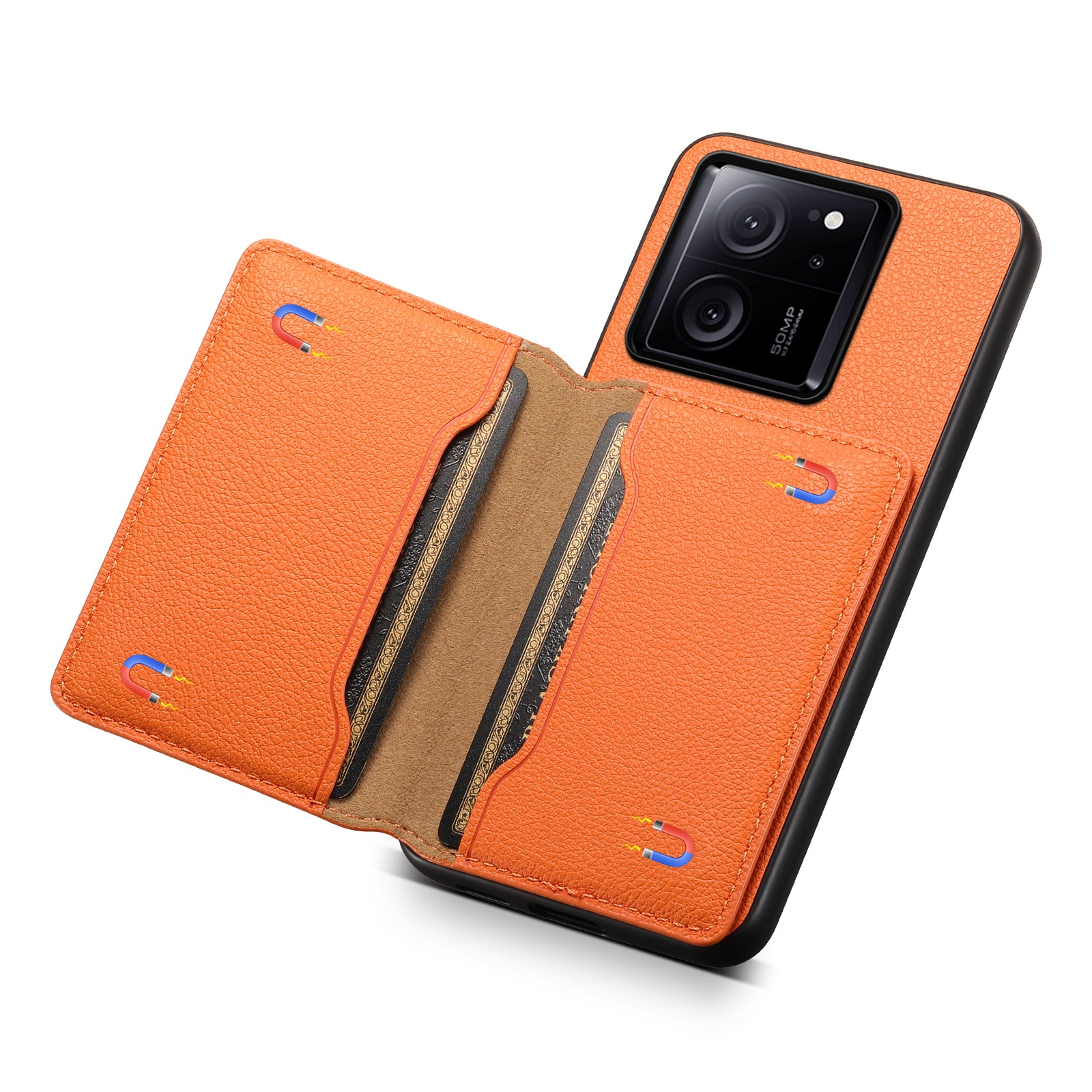 For Xiaomi 13T / 13T Pro / Redmi K60 Ultra Kickstand Case Card Slots Calf Texture Phone Protector For Xiaomi 13T / 13T Pro / Redmi K60 Ultra Kickstand Case Card Slots Calf Texture Phone Protector